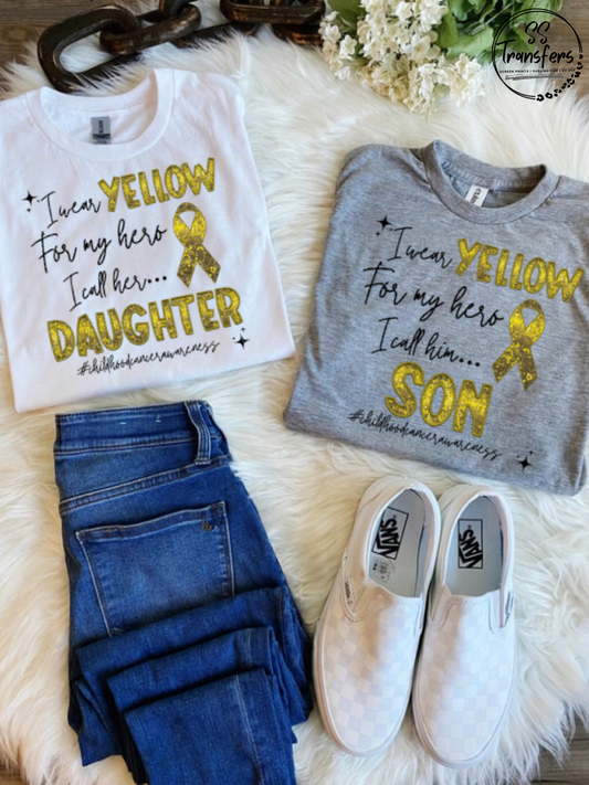 Childhood Yellow Sequins My Hero….(multiple options) DTF Transfer