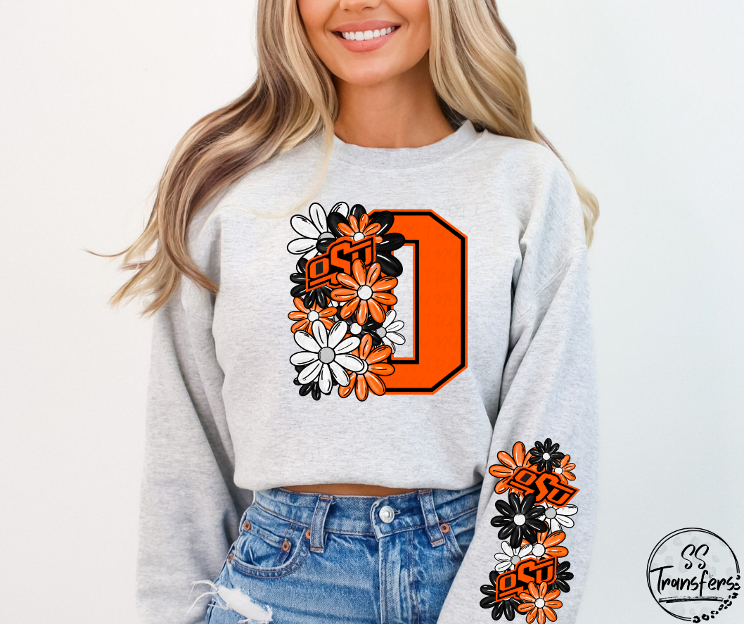 Floral Letter Pro+College Teams (w/ Sleeve Option) DTF Transfer