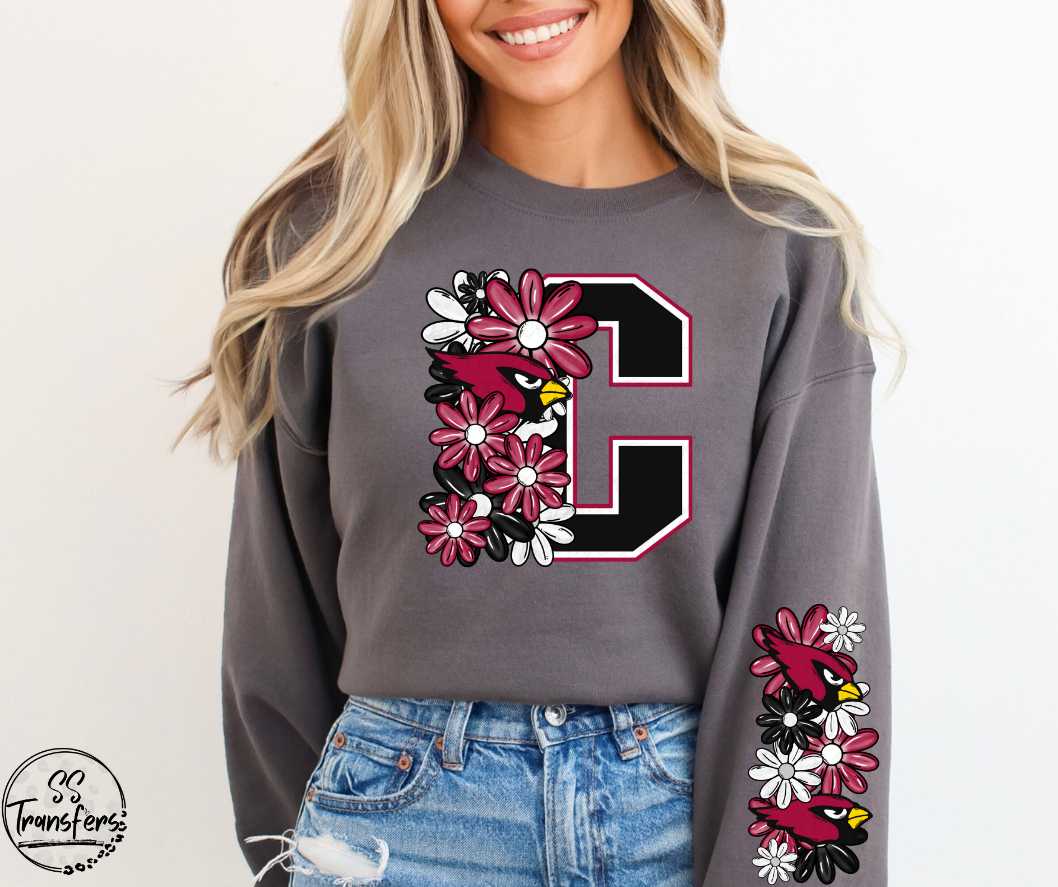 Floral Letter Pro+College Teams (w/ Sleeve Option) DTF Transfer