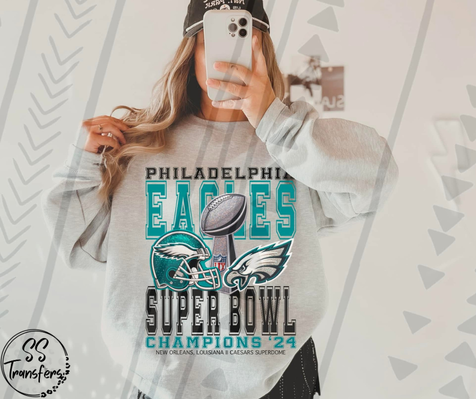 Faux Embroidered Eagles Champions DTF Transfer