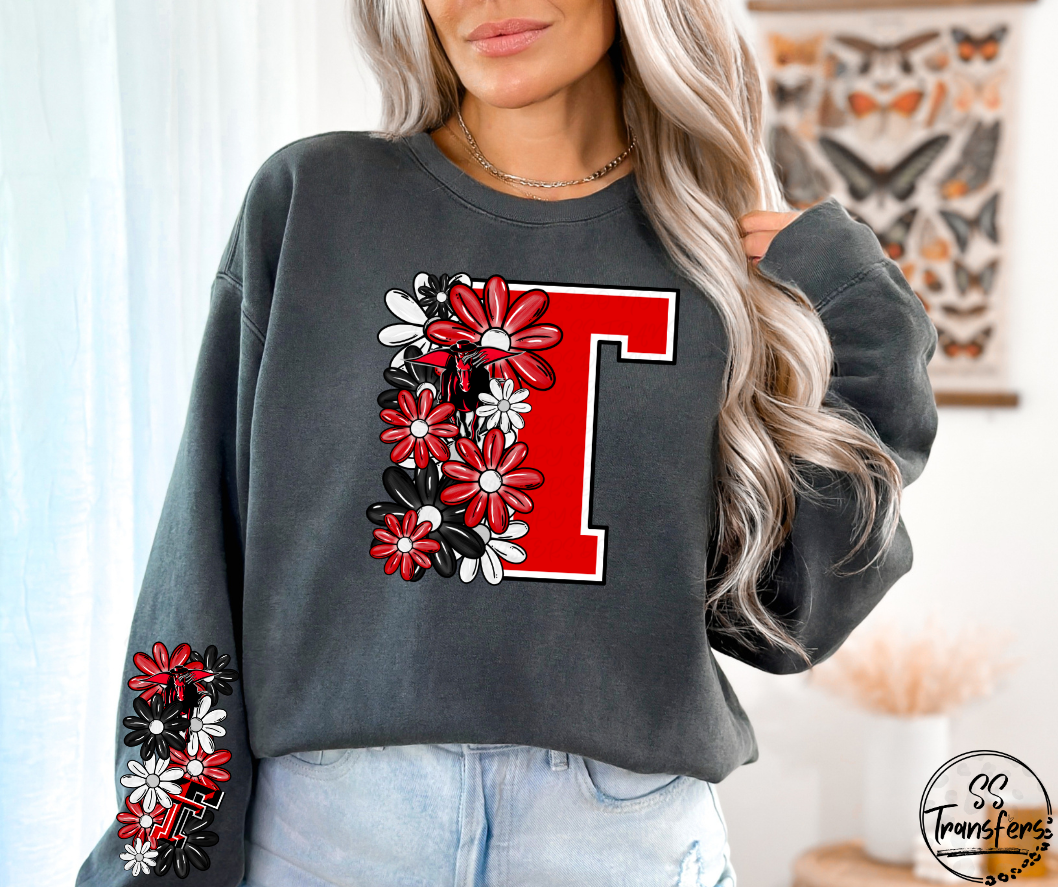 Floral Letter Pro+College Teams (w/ Sleeve Option) DTF Transfer