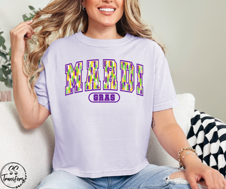 Mardi Gras Varsity Bold DTF Transfer