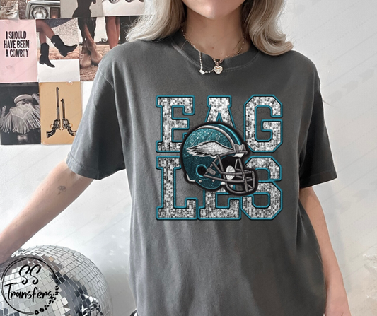 Faux Embroidered/Glitter Eagles DTF Transfer