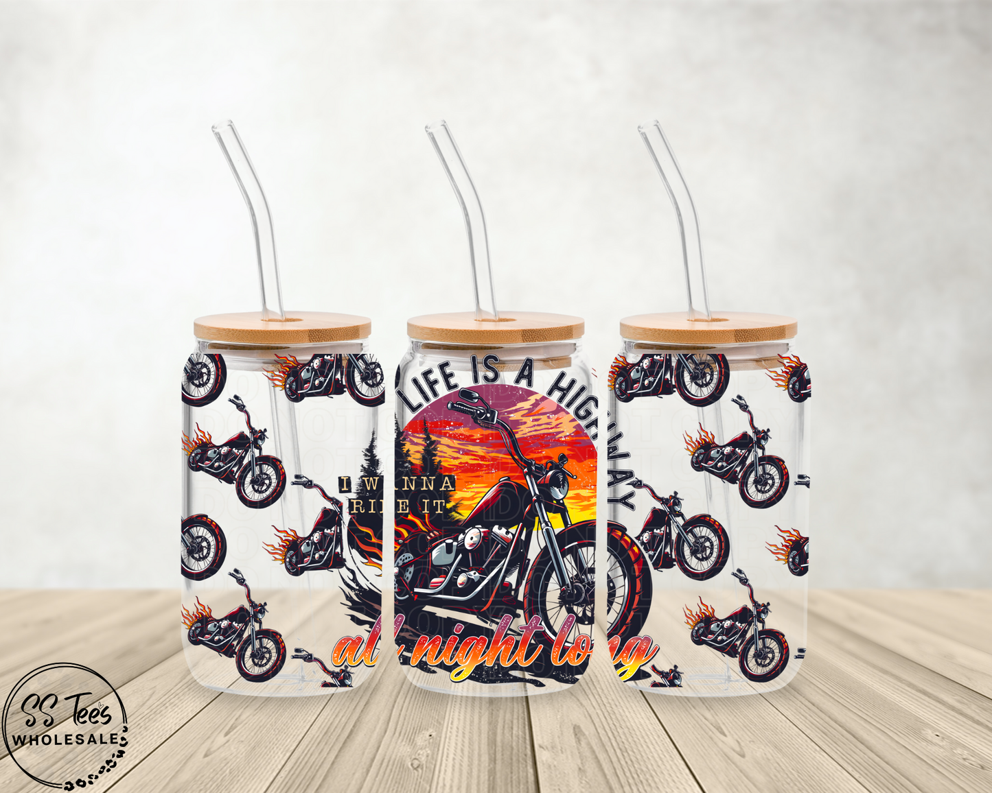 Life Is A Highway Motorcycle Libbey UV Wrap