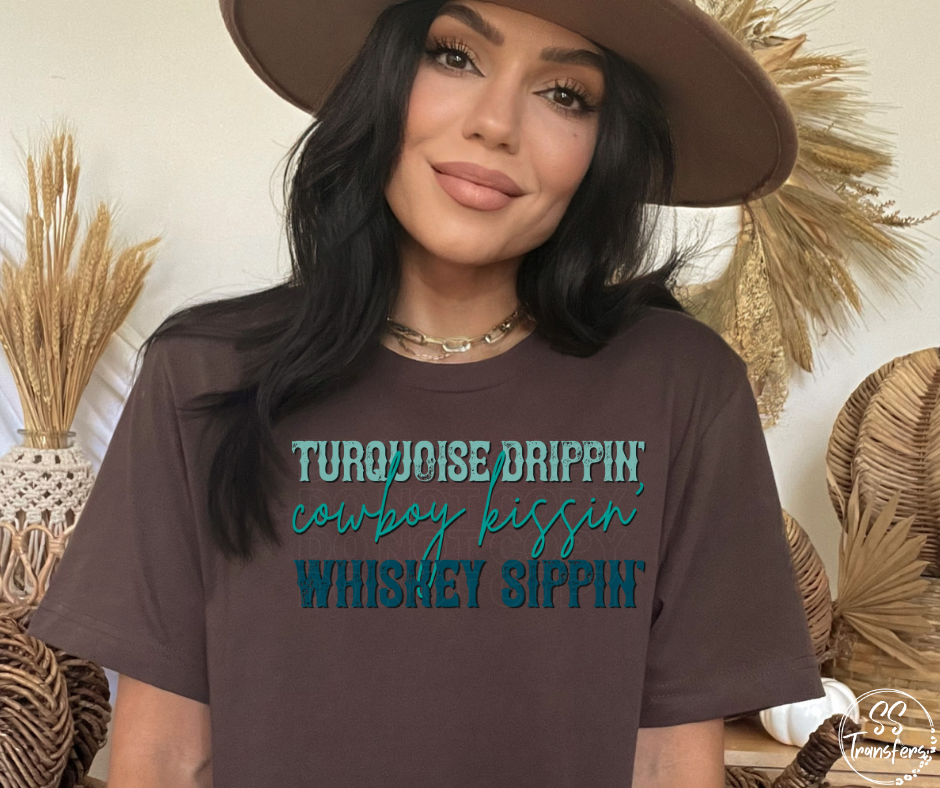 Turquoise Drippin' DTF Transfer