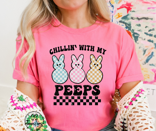 Chillin' with my Peeps Checkered Bunnies DTF Transfer