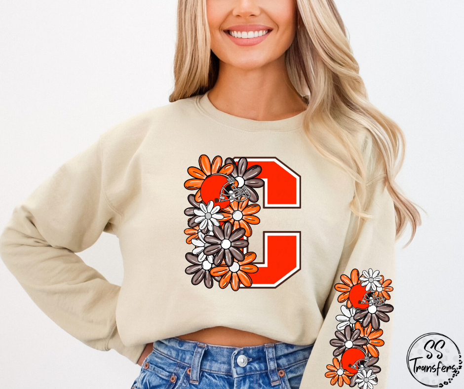 Floral Letter Pro+College Teams (w/ Sleeve Option) DTF Transfer