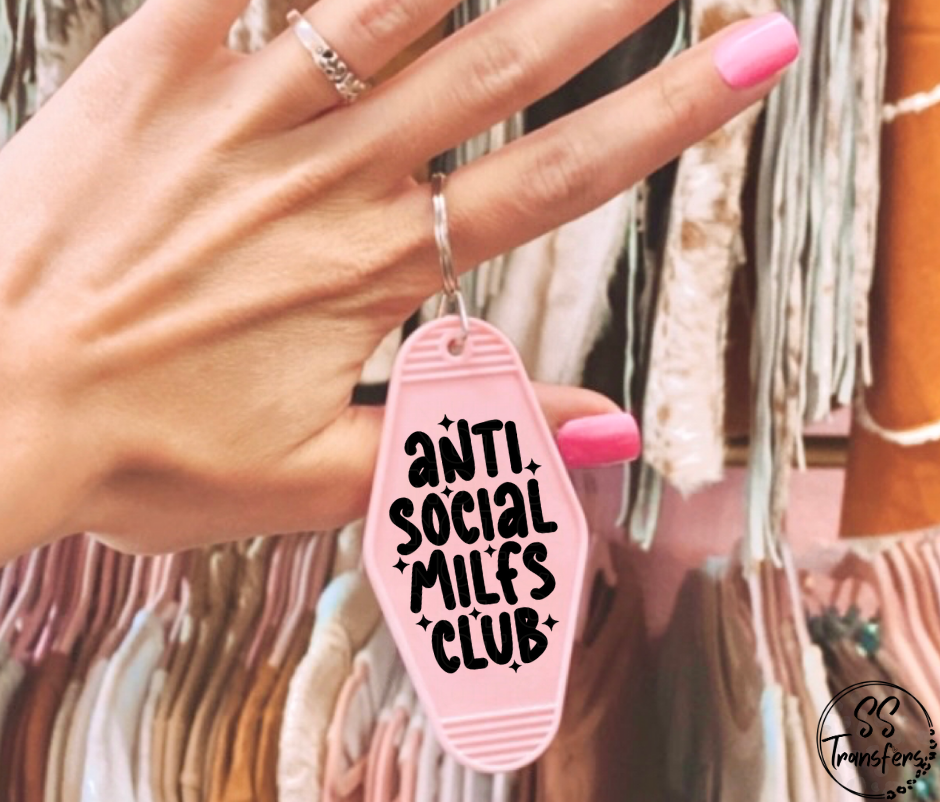 Anti Social MILF Club Motel UV Keychain