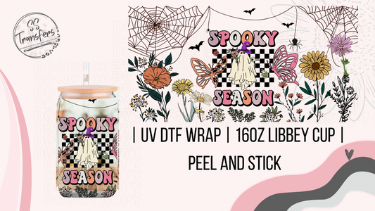 Cute Ghost Spooky Season Libbey UV Wrap