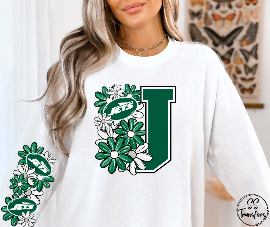 Floral Letter Pro+College Teams (w/ Sleeve Option) DTF Transfer