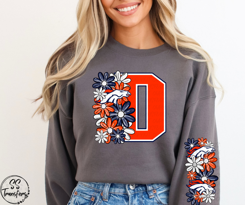 Floral Letter Pro+College Teams (w/ Sleeve Option) DTF Transfer