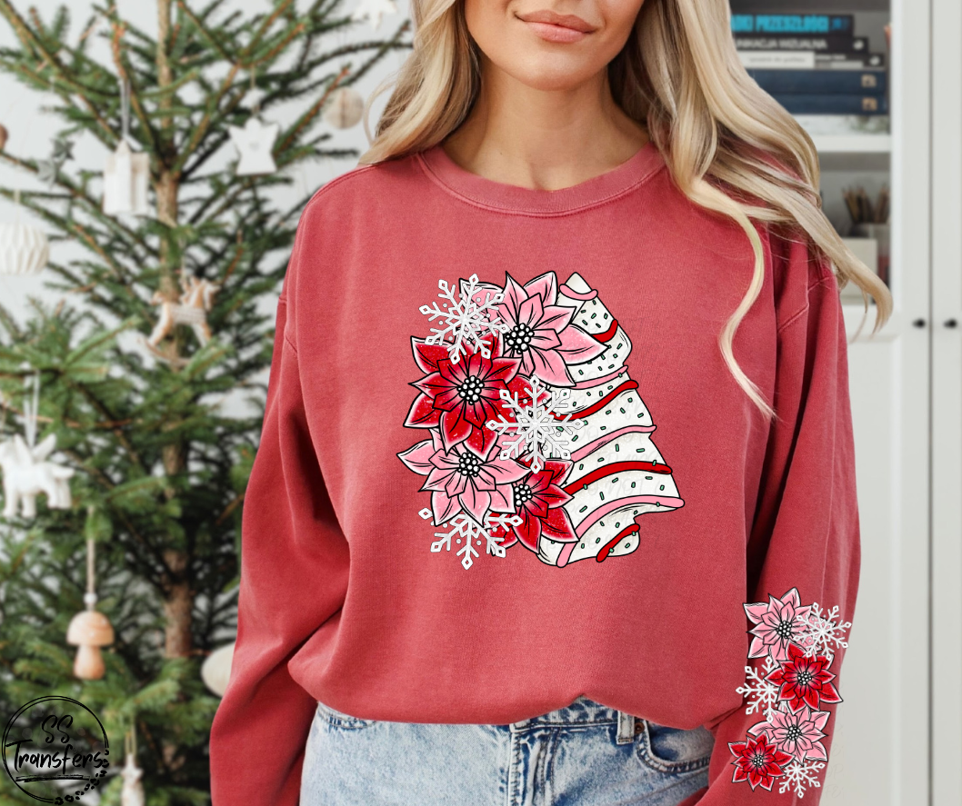 Christmas Cake Floral (w/ Sleeve Option) DTF Transfer