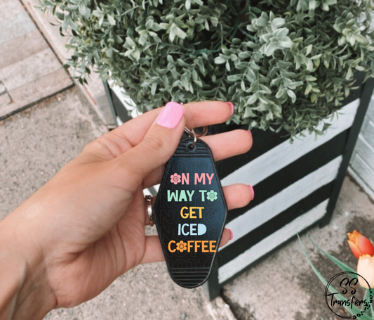 On My Way To Get Iced Coffee Motel UV Keychain