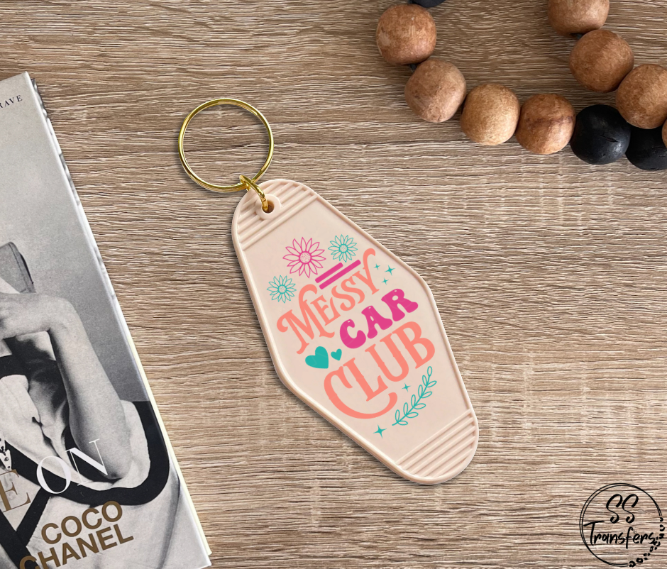 Floral Messy Car Club Motel UV Keychain