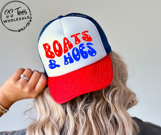 Boats and Hoes Patriotic Foam Trucker Hat