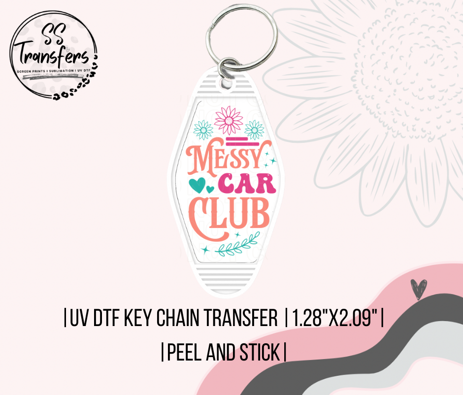 Floral Messy Car Club Motel UV Keychain