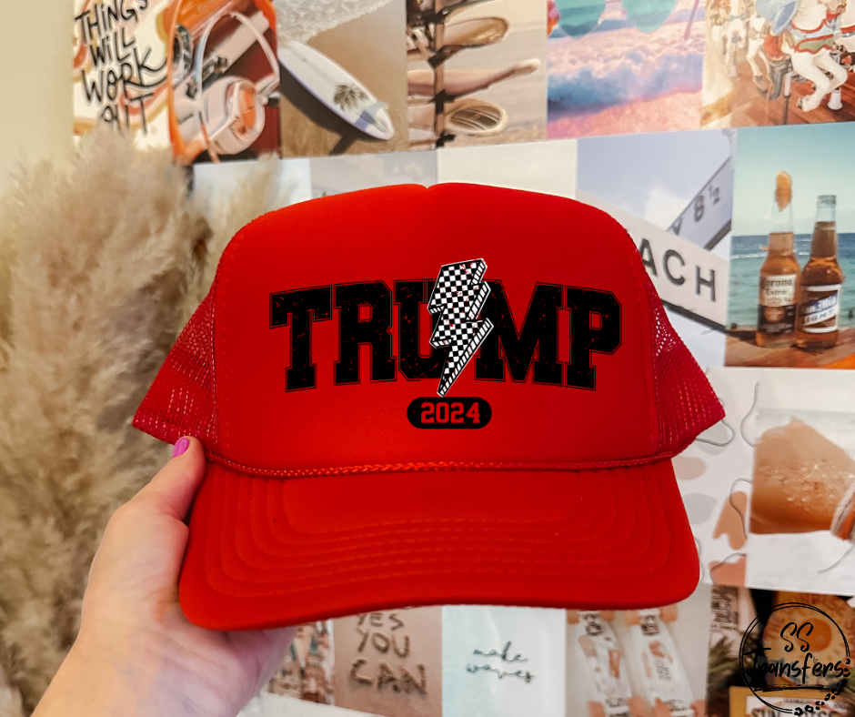 Trump Bolt Checkered Hat DTF/Sub Transfer