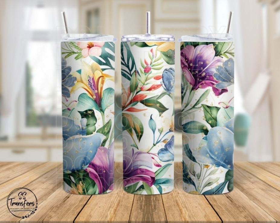 Watercolor Flower Print Sub Tumbler Transfer