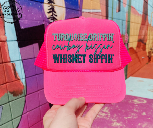 Turquoise Drippin' Hat DTF/Sub Transfer