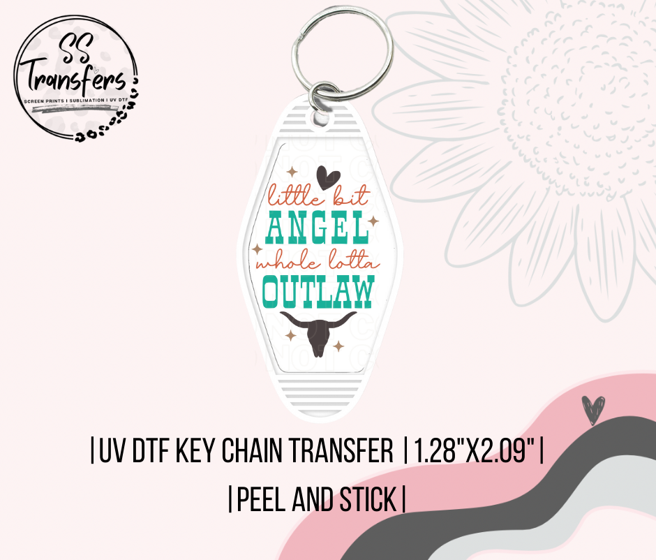 Little Bit Angel Little Bit Outlaw Motel UV Keychain