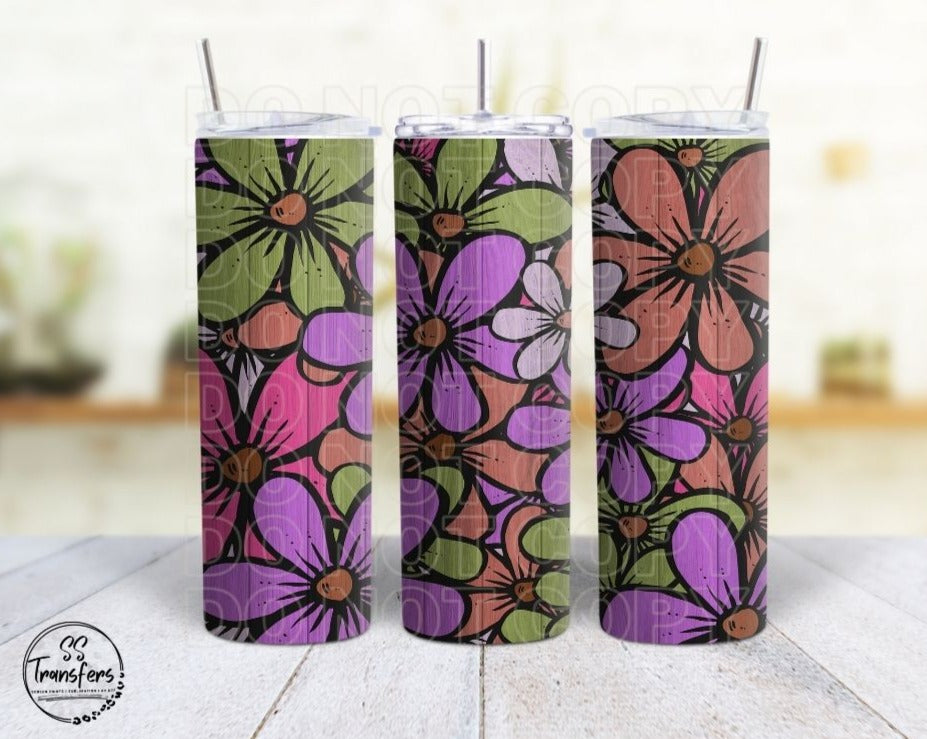 Multi-Colored Daisies Flower Sub Tumbler Transfer