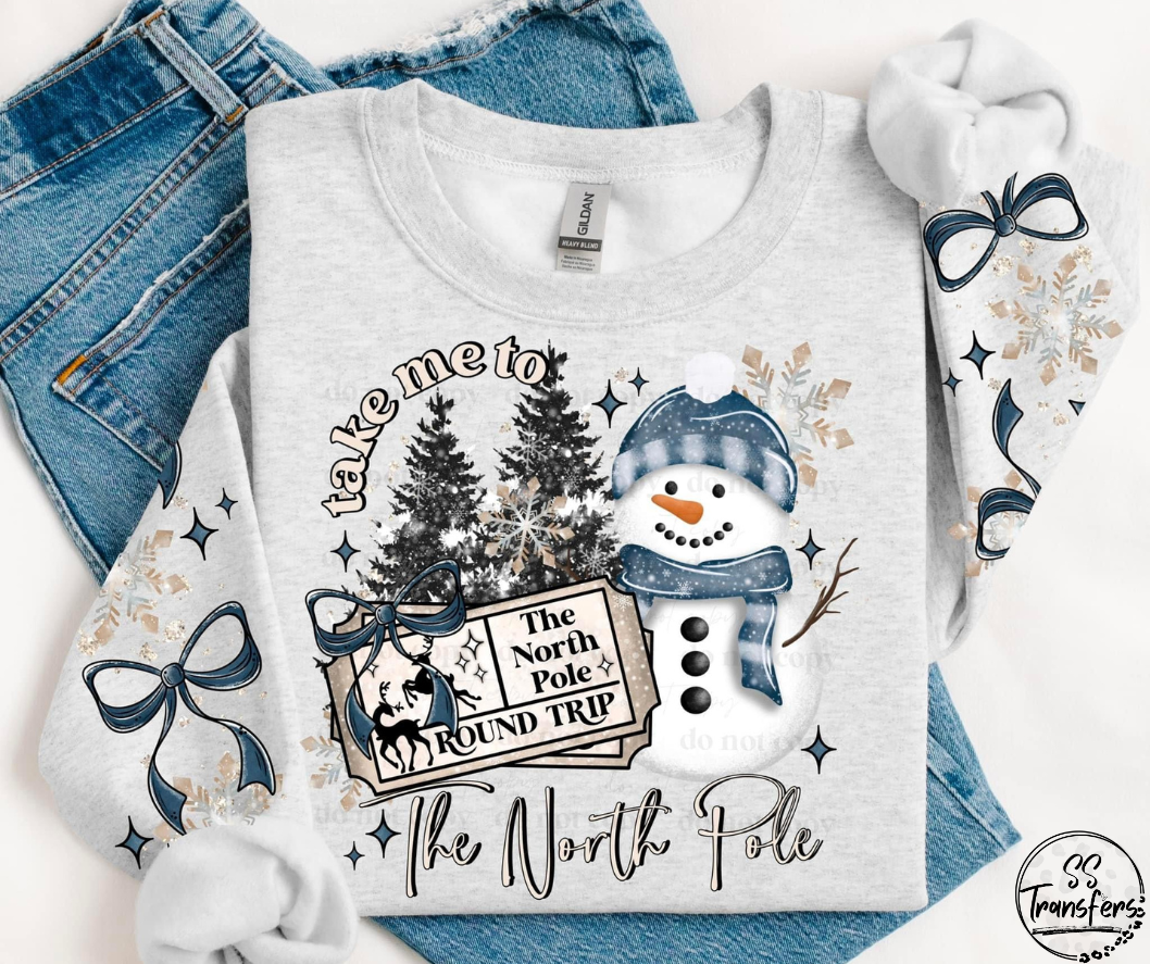 Snowman The North Pole (w/ Sleeve Option) DTF Transfer