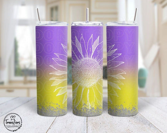 Purple and Yellow Ombre Flower Sub Tumbler Transfer