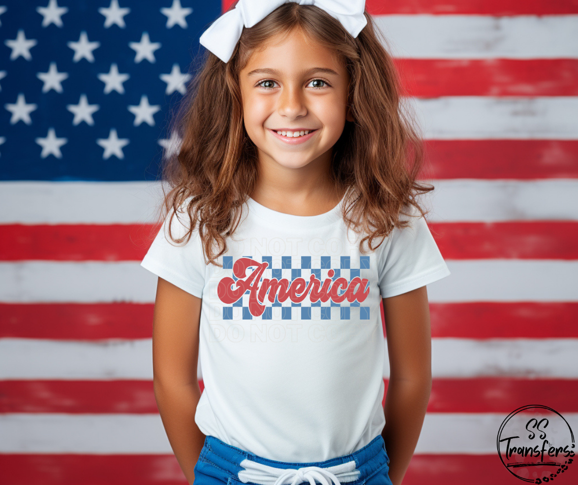 America Checkered (Multiple Colors) DTF Transfer