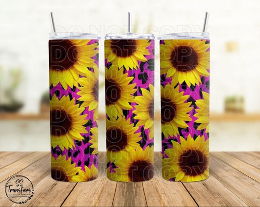 Pink Leopard and Sunflowers Sub Tumbler Transfer
