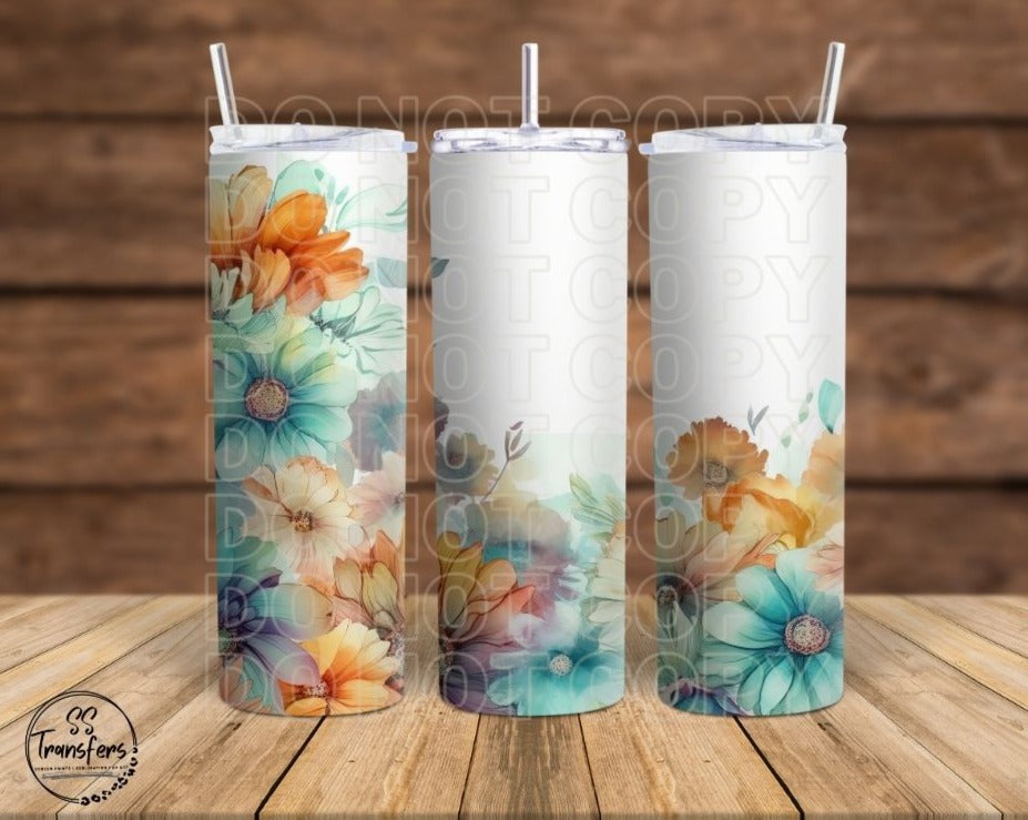 Watercolor Daisies Sub Tumbler Transfer