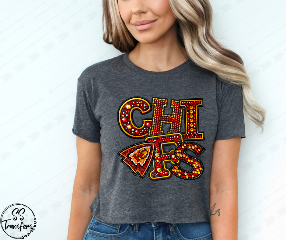 Chiefs Faux Rhinestones DTF Transfer