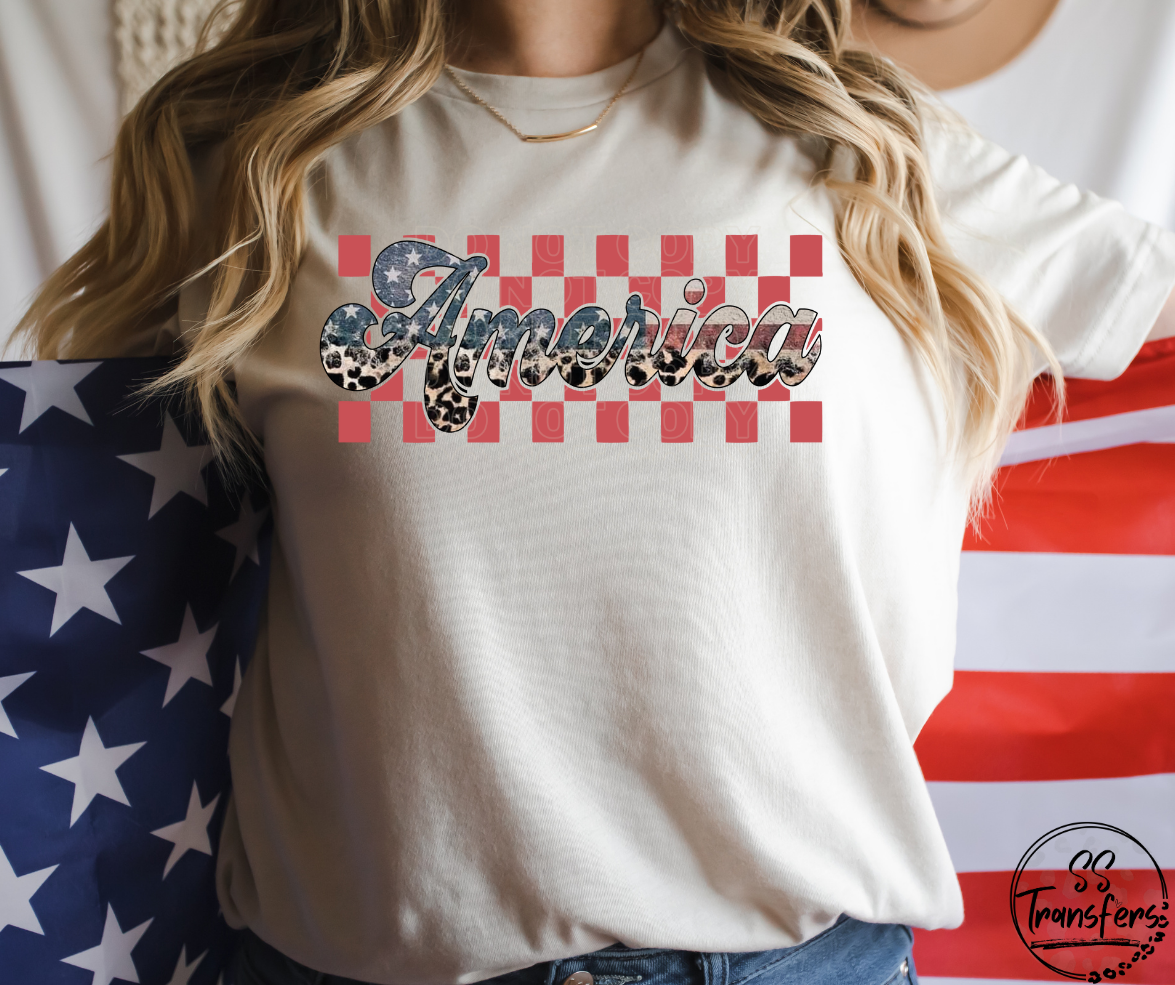 America Leopard Checkered (Multiple Colors) DTF Transfer
