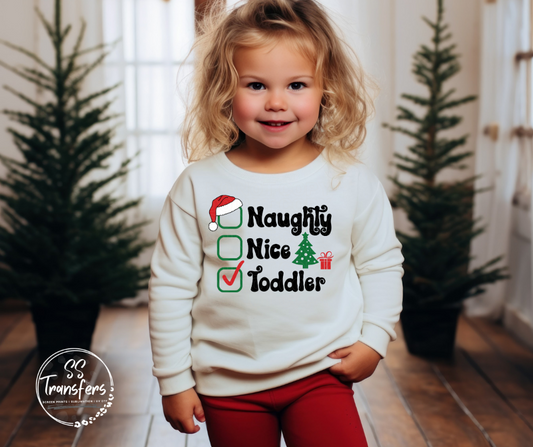 Naughty, Nice, Toddler DTF Transfer