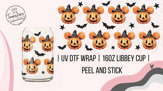 Bats and Pumpkin Heads Libbey UV Wrap