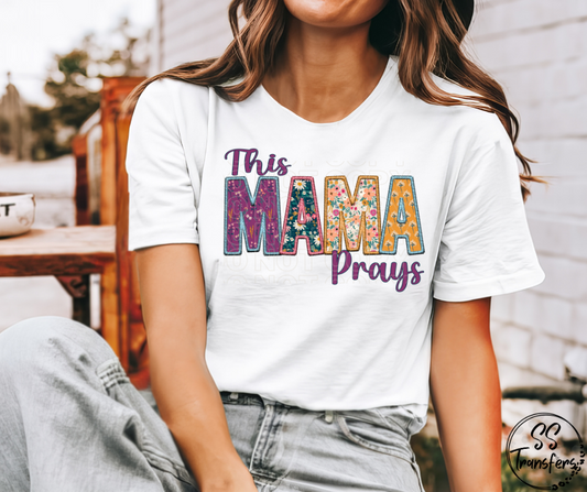 This Mama Prays Floral Letters DTF Transfer