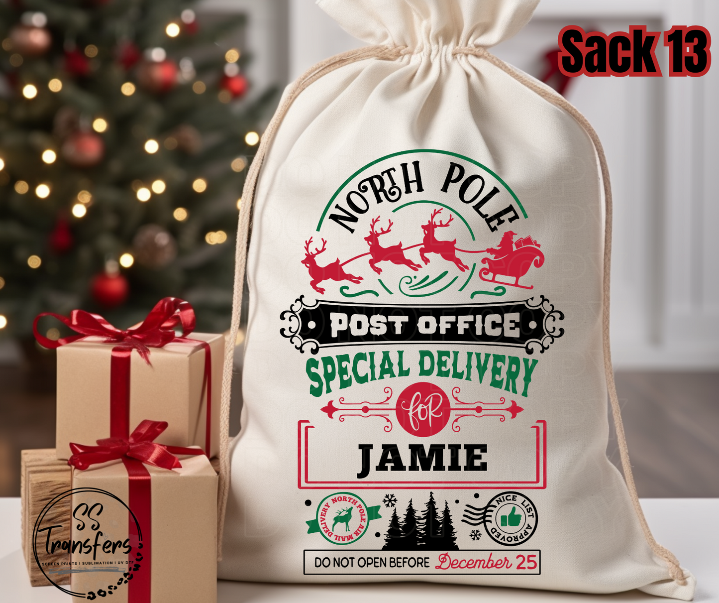 Custom Name Santa Sacks (Multiple Options) DTF Transfer