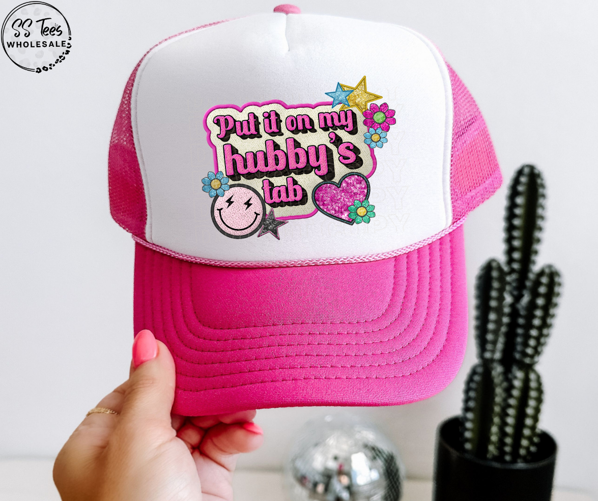 Put it on my Hubby’s Tab Hat DTF/Sub Transfer