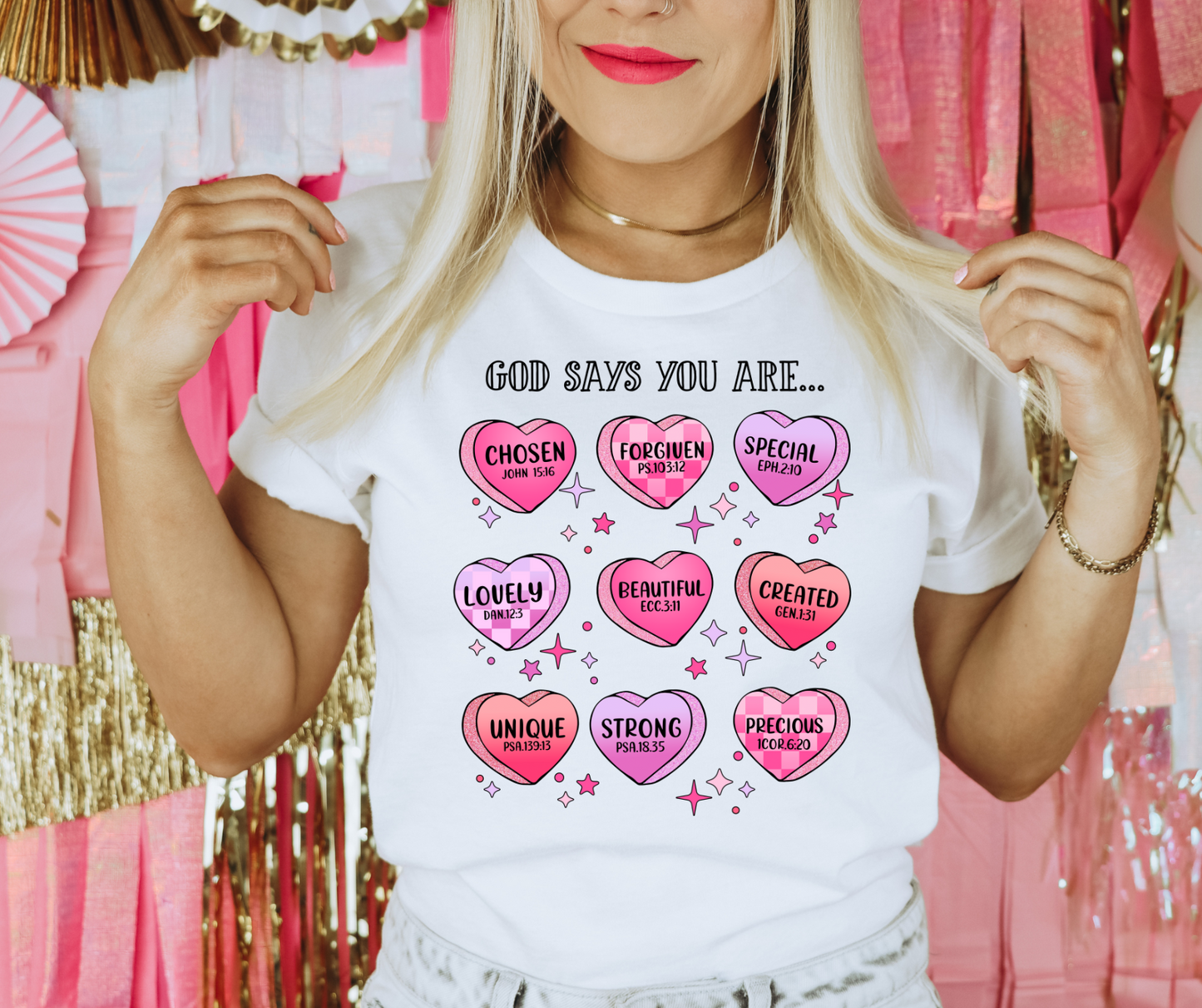 God Says You Are Hearts DTF Transfer