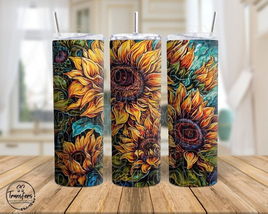 Watercolor Sunflowers Sub Tumbler Transfer