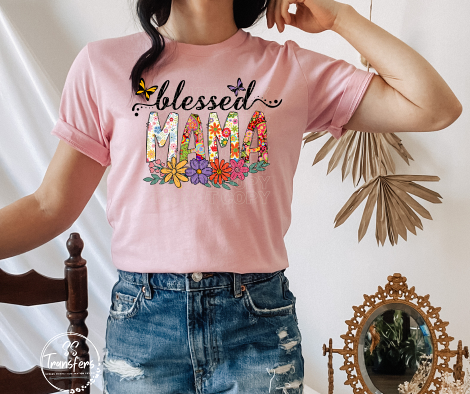 Blessed Mama Floral DTF Transfer