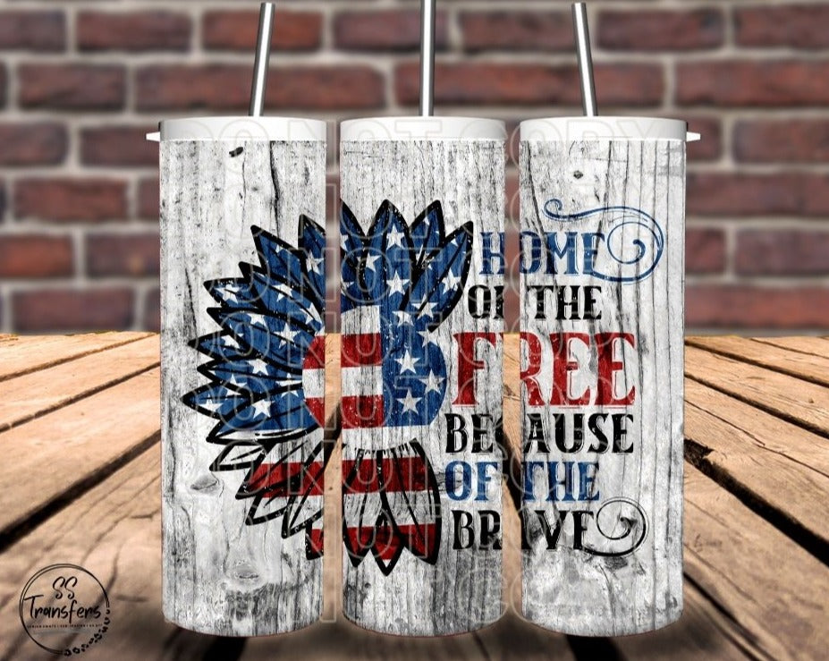 Home Of The Free Because Of The Brave Sub Tumbler Transfer