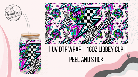 Neon Skeleton Hand Stay Petty Libbey UV Wrap