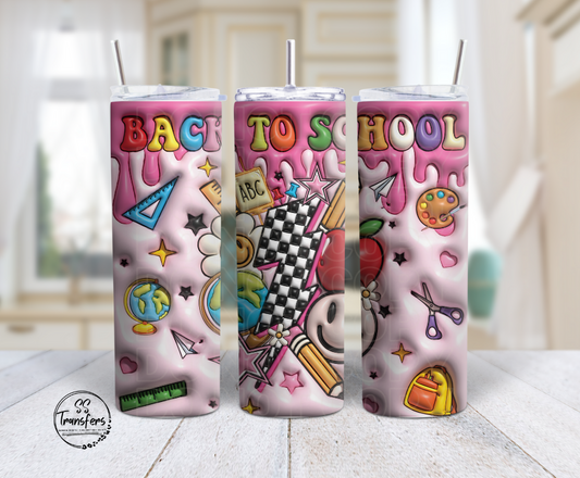 Inflated Retro Back to School Sub Tumbler Transfer