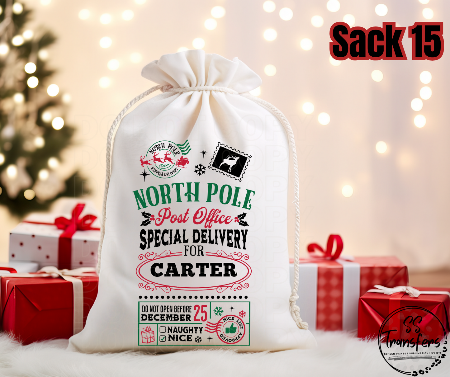 Custom Name Santa Sacks (Multiple Options) DTF Transfer