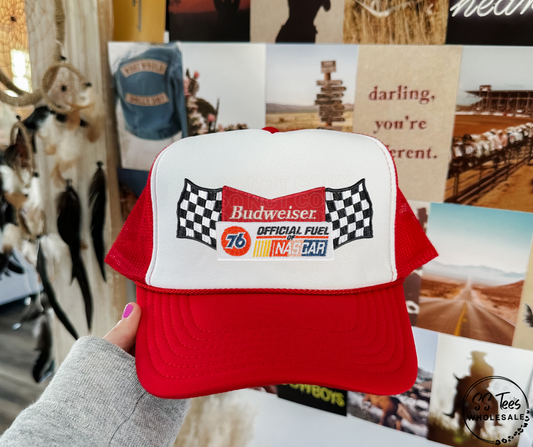 Bud Racing Faux Embroidered Hat DTF/Sub Transfer