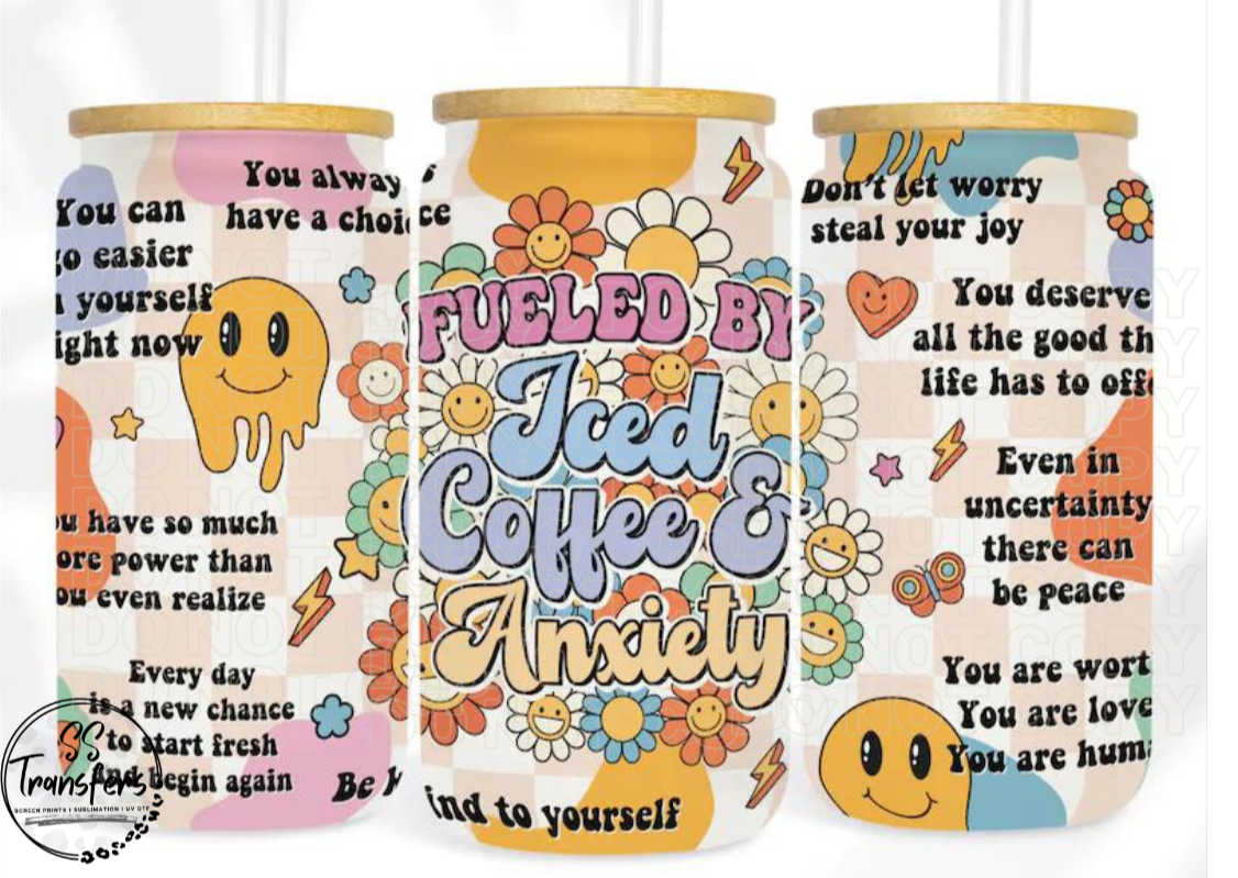 Iced Coffee and Anxiety Affirmations Libbey UV Wrap