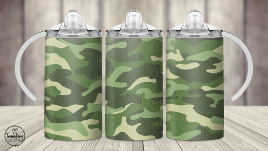 Green Camouflage 12oz Sippy/Flip Top Tumbler Sublimation Transfer