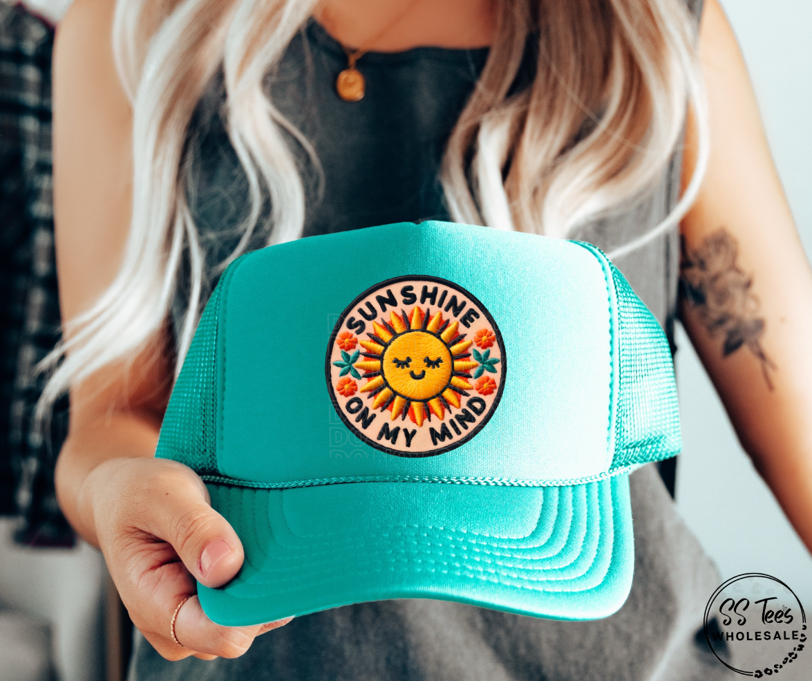 Sunshine on my Mind Faux Embroidered Hat DTF/Sub Transfer