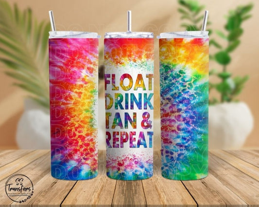 Float Drink Tan Tie Dye Sub Tumbler Transfer