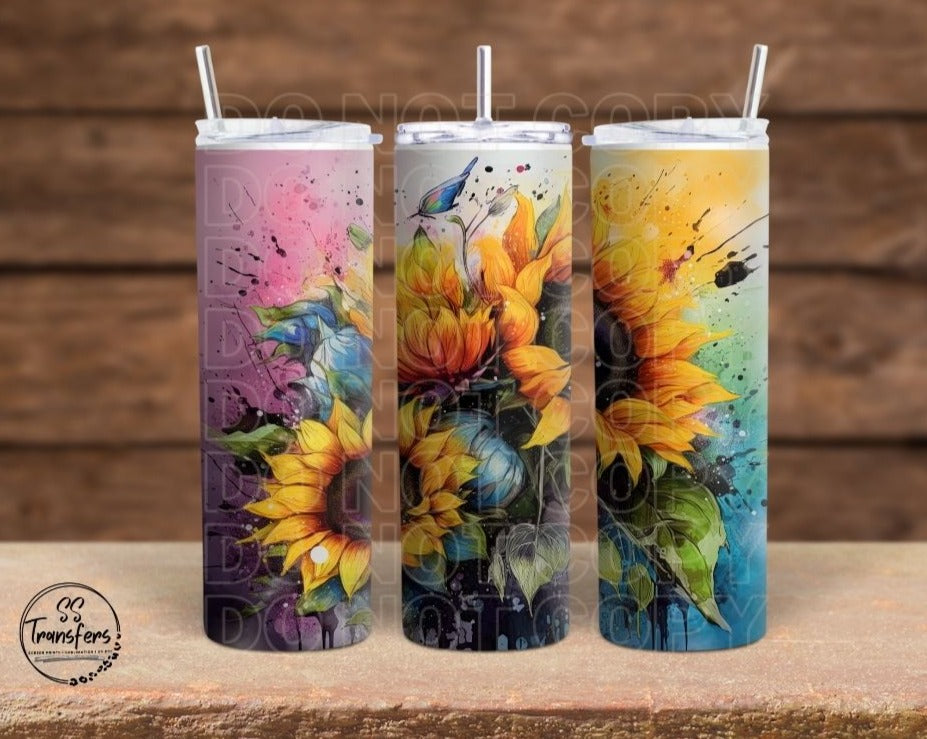 Color Splash Sunflower Bouquet Sub Tumbler Transfer